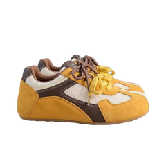 Breathable Lace-Up Walking Shoes Flat Platform Sneakers