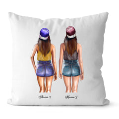 2 Sisters Pillow - Best Friends Pillow Long Distance Friendship Pillows Personalized Pillow for Bestie & BFF