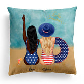 American Sisters Pillow - Summer & Beach Sisters Personalized Friendship Pillows For 2 and 3