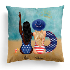 American Sisters Pillow - Summer & Beach Sisters Personalized Friendship Pillows For 2 and 3
