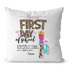 School Girl Pillow - Happy First Day Of School Personal Design Pillow