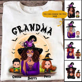 Halloween Witch T Shirts - Up To 6 Sisters Kids With Grandma & Mom Witch Personalized T-shirt