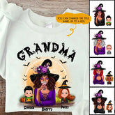 Halloween Witch Sweatshirt - Up To 6 Sisters Kids With Grandma & Mom Witch Personalized Sweatshirt