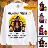 Grandma Witch Sweatshirt - Personalized Witch Sweatshirt Grandmother and Child Halloween Gift Customization Sweatshirt
