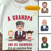 Personalized Grandfather Sweatshirt - A Grandpa and His Grandkids It's An Awesome Time Personalized Sweatshirt