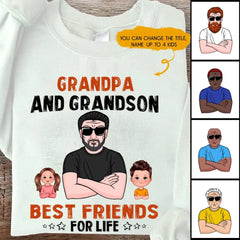 Grandfather and child Sweatshirt - Grandpa & Grandkids Best Friends For Life Personalized Sweatshirt