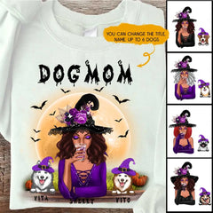 Witch Dog Mom Sweatshirt - Up to 6 Dogs Halloween Sweatshirt Customization for Dog Mom