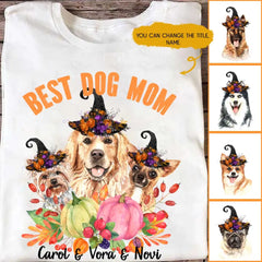 Dog Mom T Shirts - Halloween Watercolor Personalized Dog Mom T-shirt Best Dog Mom Gift