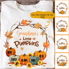 Fall Grandma's T Shirts - Grandma's Little Pumpkins Personalized T-shirt With Name Best Gift For Family