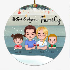 Family Ornament - 4 & 3 Family Personalized Christmas Ornaments
