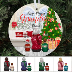 Grandma & Kids Very Merry Grandma Personalized Ornaments Family Christmas Gifts Ceramic