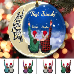 Personalized Sister Ornament - Sister On the Moon Personalized Best Friends & Sister Christmas Ornament