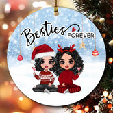 Sister Forever Ornaments - Up To 4 Sisters Sitting On The Snow Personalized Christmas Ornaments