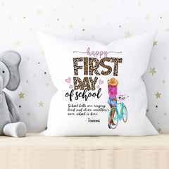 School Girl Pillow - Happy First Day Of School Personal Design Pillow