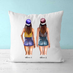 2 Sisters Pillow - Best Friends Pillow Long Distance Friendship Pillows Personalized Pillow for Bestie & BFF