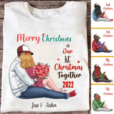 Chirstmas Couple T Shirt - Our First Christmas Together Personalized Christmas T Shirt For Couples