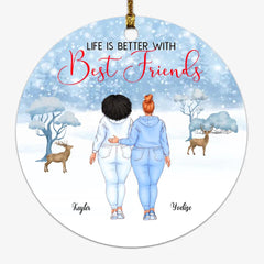 Best Friends Ornaments - Up To 5 Girls Life is Better With Best Friends Personalized Ornaments Winter Sister Gifts