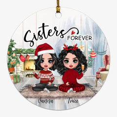 Sister Forever Ornaments - Up to 4 Sisters Personalized Christmas Best Friends Ornaments
