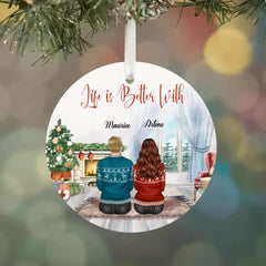 Couple With Cat Ornament - Up To 4 Cats Personalized Ornaments For Couple