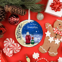 Women and Kids Ornaments - Grandmothers & Moms & Kids on the Moon Personalized Christmas Ornaments Gifts