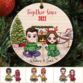Christmas Couple Ornament - Together Since Personalized Chibi Couple Ornaments Christmas Gift