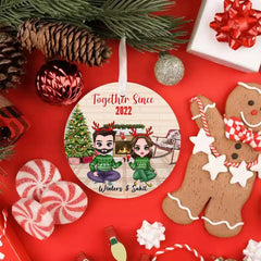 Christmas Couple Ornament - Together Since Personalized Chibi Couple Ornaments Christmas Gift