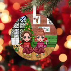 Christmas Sister Ornament - Best Friends Personalized Christmas Ornament Besties & Sister Christmas Gift