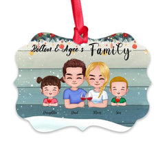 Family Ornament - 4 & 3 Family Personalized Christmas Ornaments