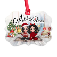 Sister Forever Ornaments - Up to 4 Sisters Personalized Christmas Best Friends Ornaments
