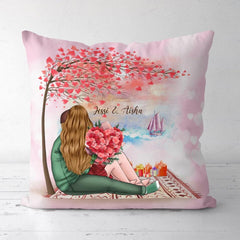 Personalized Couple Pillow - Pink Couple Pillow Personalized Valentine's Day Gift