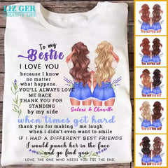 Personalized Bestie T-Shirt - To My Bestie Personalized Best Friends T Shits With Name