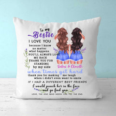 Personalized Best Friends Pillow - To My Bestie Personalize Sister Gifts Quotes Pillow