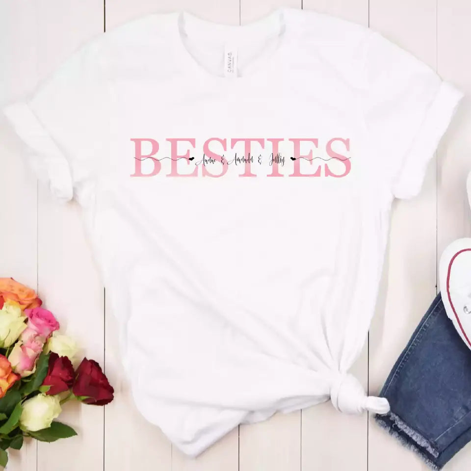 Personalized Besties T-Shirt with Name White