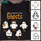 Halloween Ghost T Shirt - Naughty Little Ghost Personalized Black Shirts Halloween Gifts