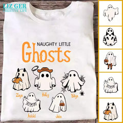 Halloween Ghost T Shirt - Naughty Little Ghost Personalized T Shirts Halloween Gifts
