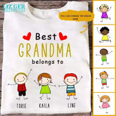 Grandma & Kids T Shirt - Best Grandma & Grandpa Belongs to Kids Personalized T Shirts