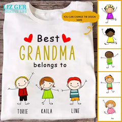 Grandma & Kids T Shirt - Best Grandma & Grandpa Belongs to Kids Personalized T Shirts
