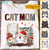 Cat Mom T Shirt - Personalized Christmas T Shirts For Cat Mom With Name