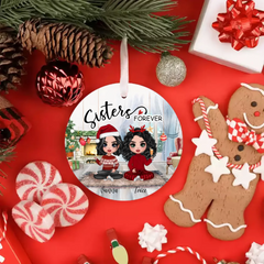 Sister Forever Ornaments - Up To 4 Sisters Ornaments (2-Side Print)