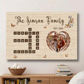 Personalized Family Name Sign - Custom Last Name Crossword Canvas Wall Art Decorations