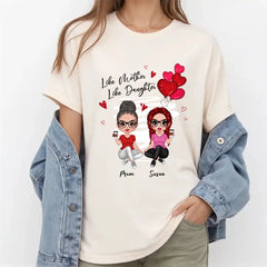 Heart Personalized Mom and Daughter T-Shirt Mother's Day Gifts white shirts for women