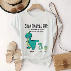 Grandmasaurus T-shirt - Like A Normal Grandma Only More Awesome Grandma and Kids Personalized Shirt (3)