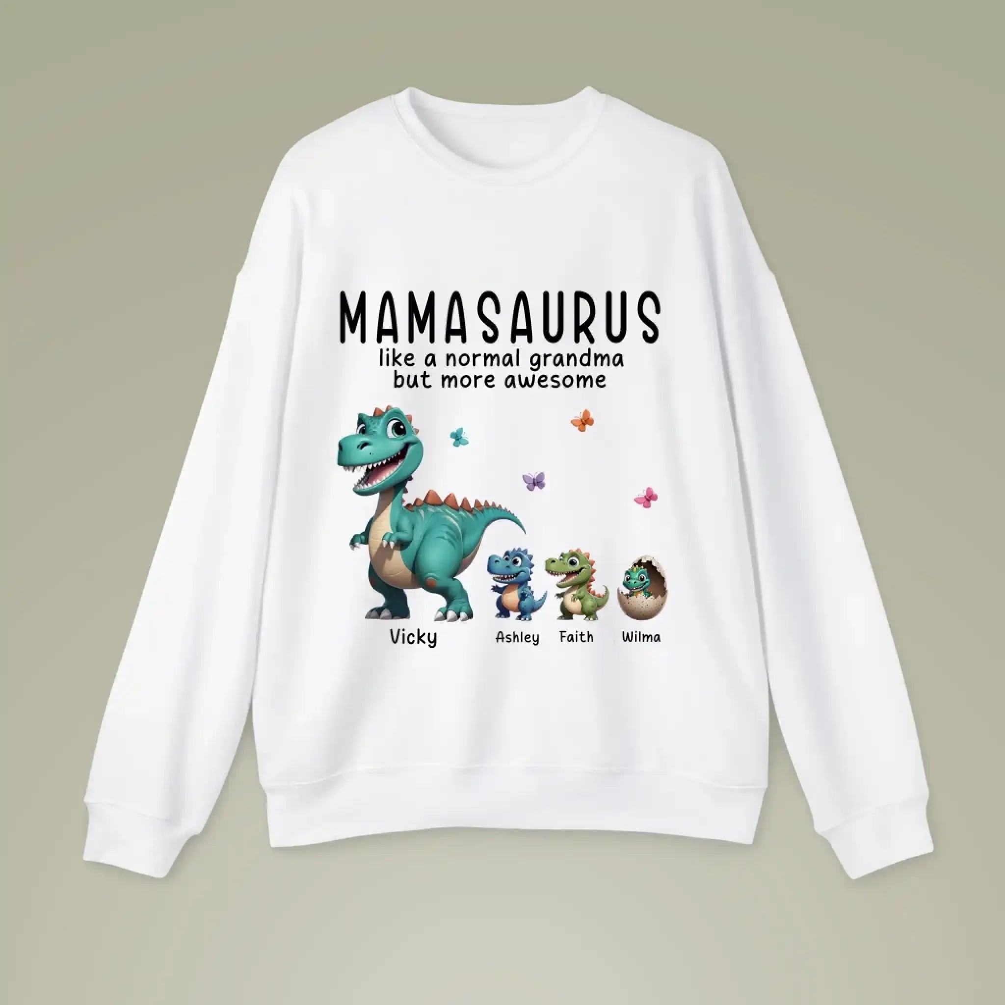 Mamasaurus And Kids Sweatshirts - Mamasaurus Like A Normal Grandma Only More Awesome Personalized Sweatshirts (1)