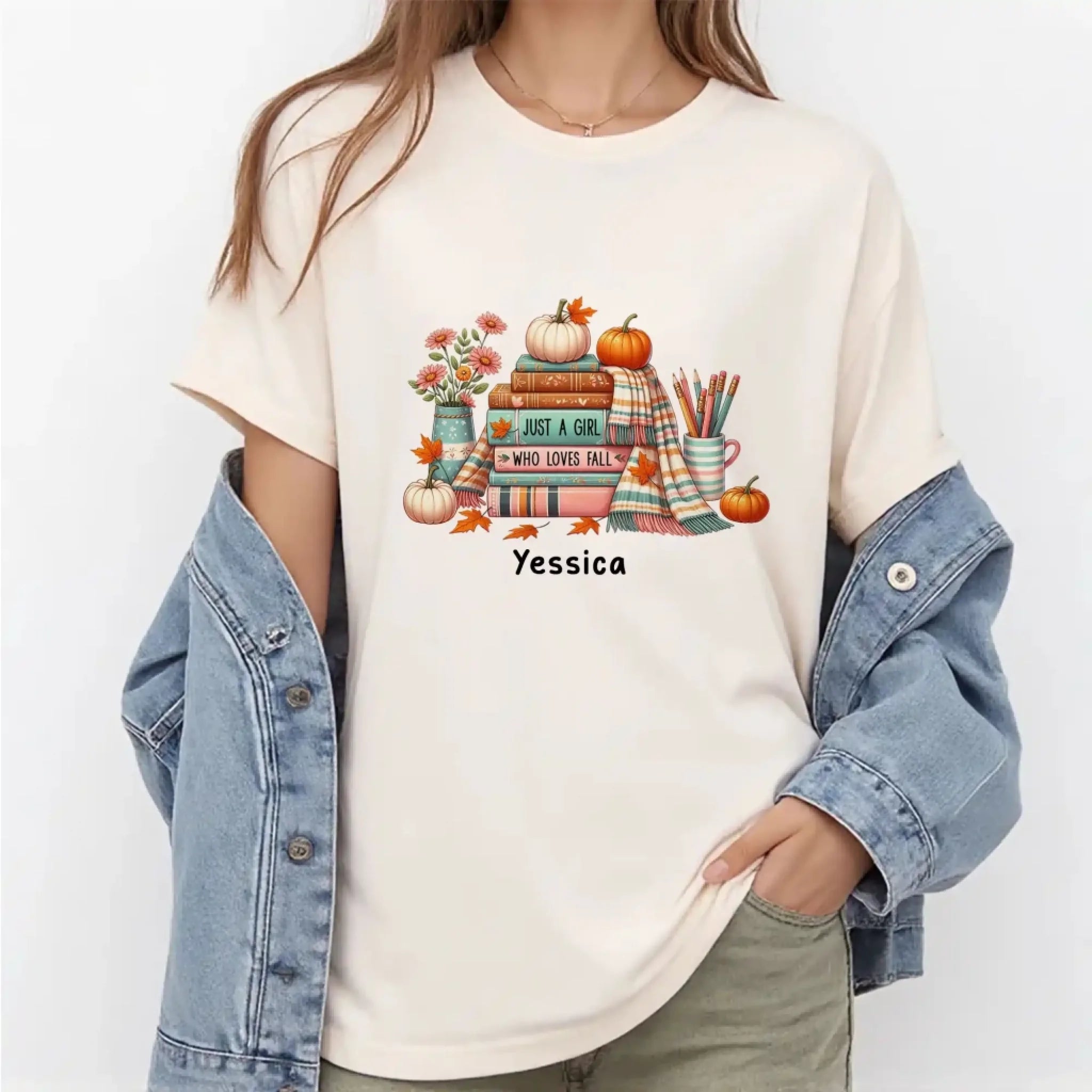 Personalized Fall T Shirt - Just a Girl Who Loves Fall Shirt for women (1)