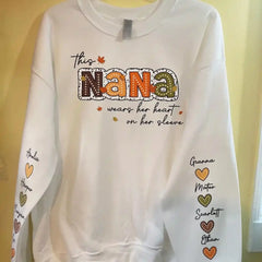 Fall Season This Grandma Wears Her Heart on Her Sleeve Personalized Sweatshirt for grandma (5)