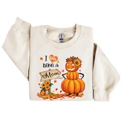 I Love Being a Mom Fall Pumpkin Personalized Sweatshirt