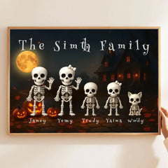 Custom Family Canvas Prints - Halloween Spooky Funny Skeleton Family Personalized Posters & Canvas Prints (3)
