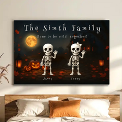 Halloween Spooky Funny Skeleton Family Personalized Posters & Canvas Prints