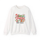 Matching Christmas Sweatshirt for Family Personalized customization With Name White for mom