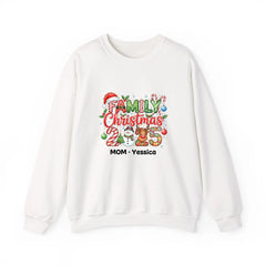 Matching Christmas Sweatshirt for Family Personalized customization With Name White for mom